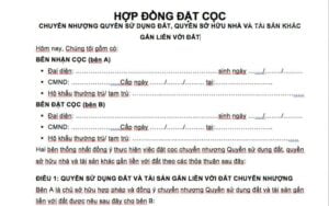 mẫu cọc tiền mua đất